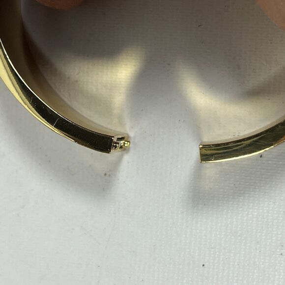 TALBOTS Bracelet Bangle Gold Tone Cuff Fashion Scallop Enamel Blue - Picture 4 of 7